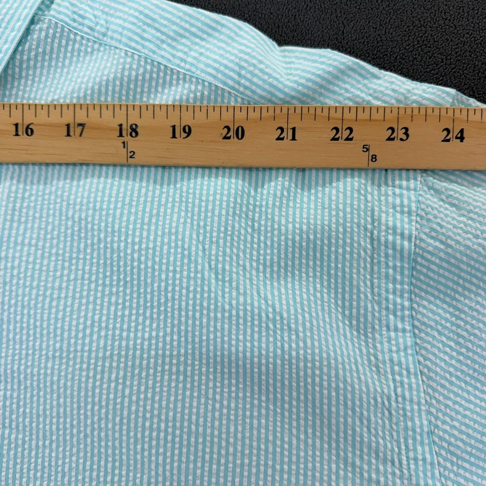 Ralph Lauren Mens 4XB Big Seersucker Short Sleeve Button Down Shirt Blue Stripe - Picture 5 of 16